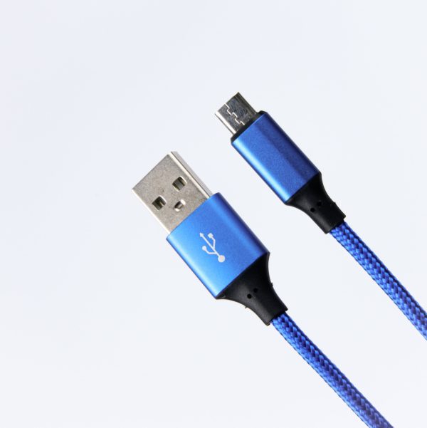 كابل USB مايكرو 2 متر برأس ألمونيوم ازرق